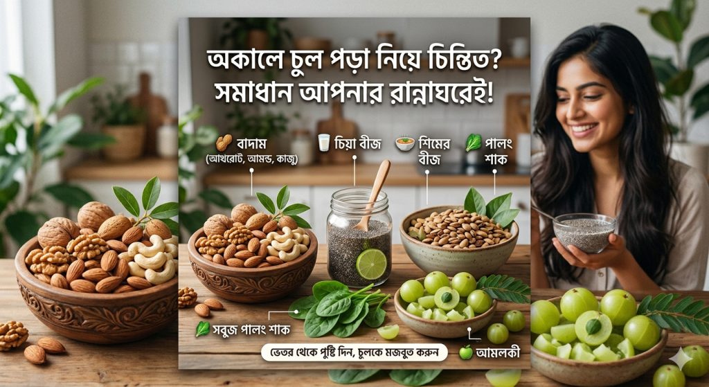 চুল পড়া কমাতে নিয়মিত খাবেন যে ৫ খাবার