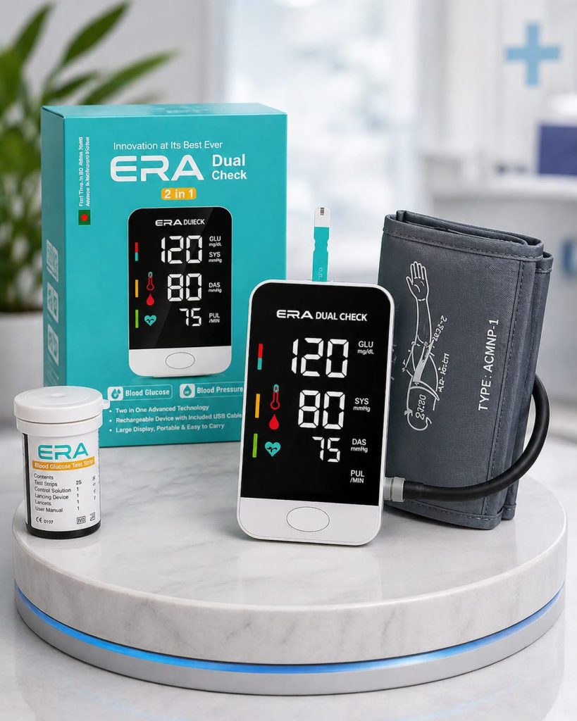 ERA Dual Check 2 in 1 Blood Glucose & Blood Pressure Machine